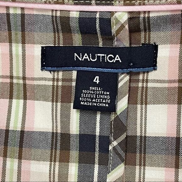 Nautica White Black Plaid Cotton Academia Prep Classic Blazer NWOT Size 4 - Picture 8 of 11